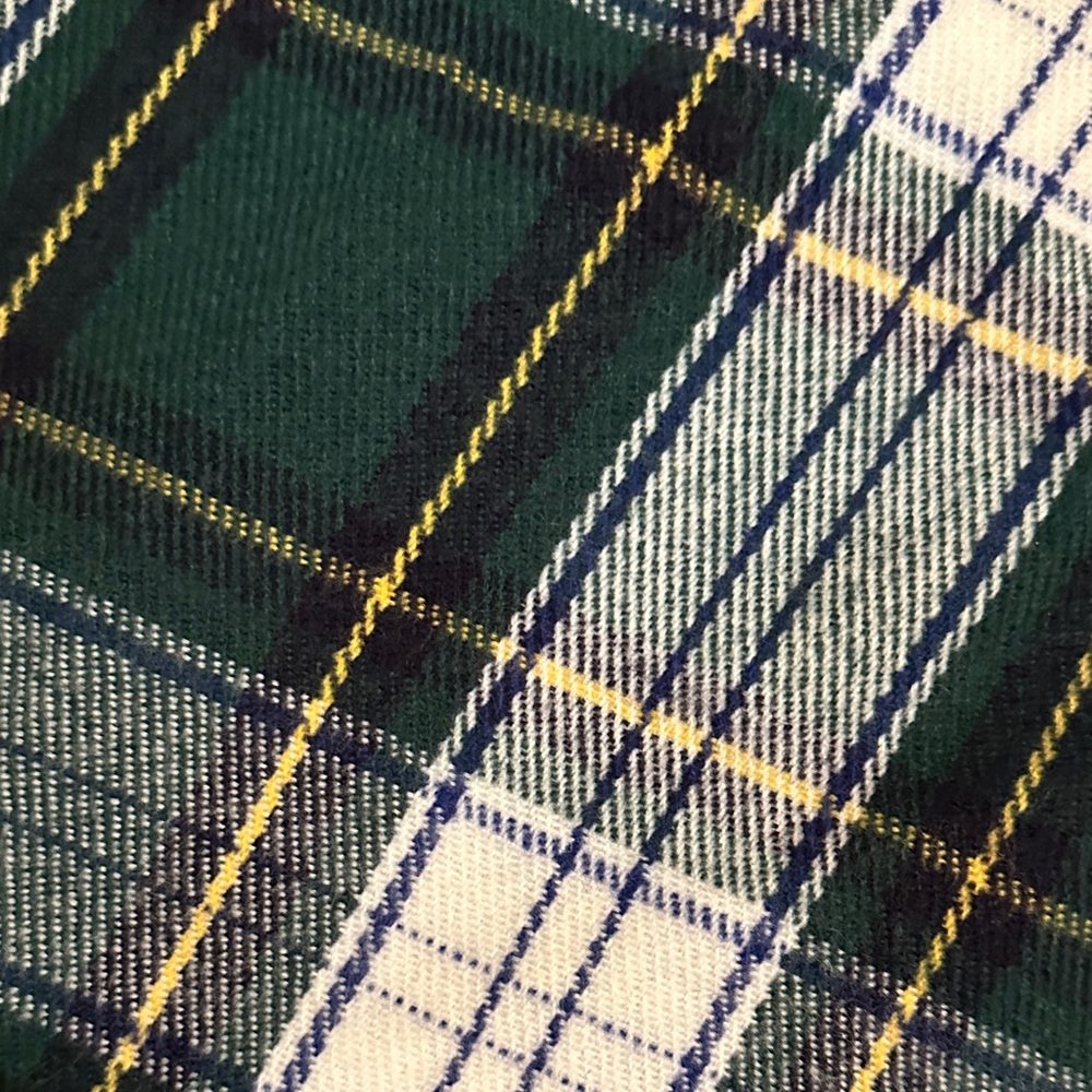 J. Crew Green Plaid Fringe Scarf with Cream and Black - Picture 3 of 5